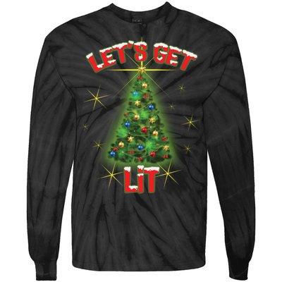 Let's Get Lit Christmas Tree Tie-Dye Long Sleeve Shirt