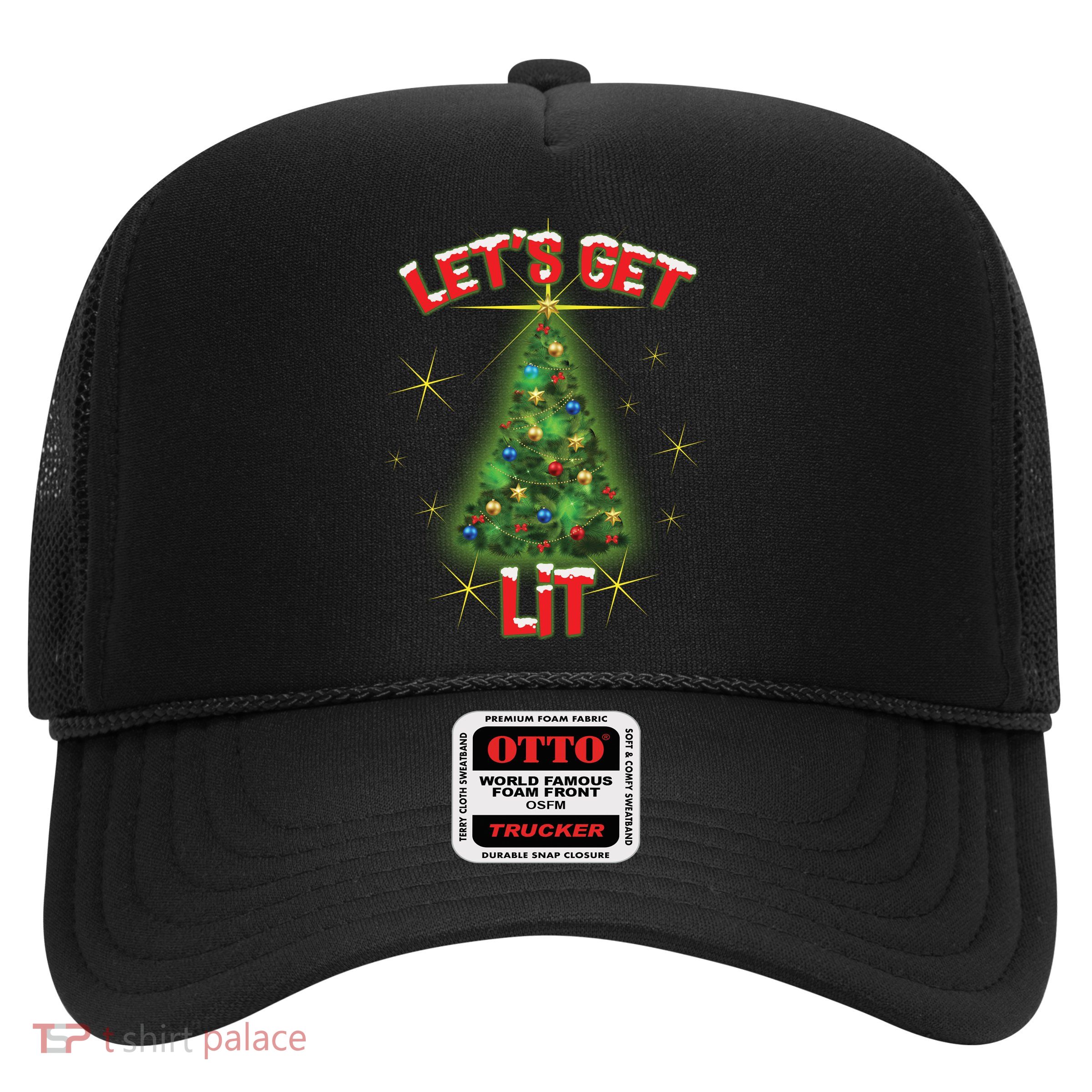 Let's Get Lit Christmas Tree Trucker Hat