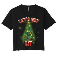 Let's Get Lit Christmas Tree Women's Crop Top Tee