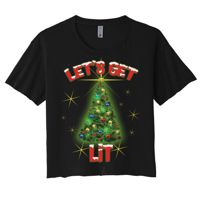 Let's Get Lit Christmas Tree Women's Crop Top Tee