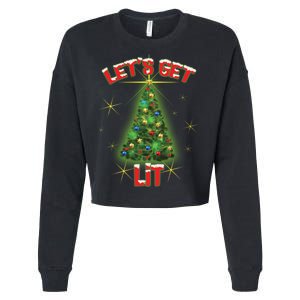 Let's Get Lit Christmas Tree Cropped Pullover Crew