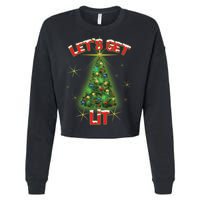 Let's Get Lit Christmas Tree Cropped Pullover Crew