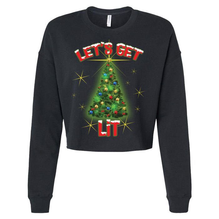 Let's Get Lit Christmas Tree Cropped Pullover Crew