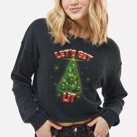 Let's Get Lit Christmas Tree Cropped Pullover Crew