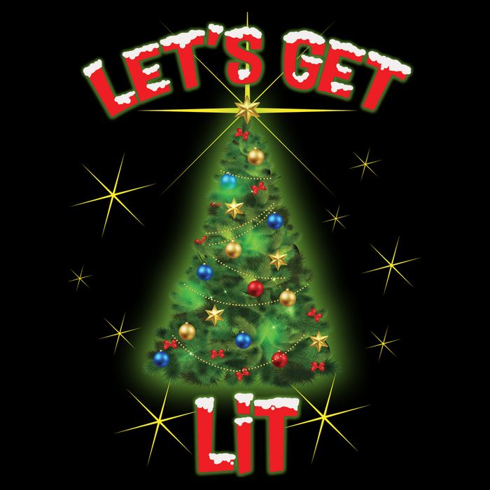Let's Get Lit Christmas Tree Cropped Pullover Crew