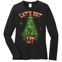 Let's Get Lit Christmas Tree Ladies Long Sleeve Shirt