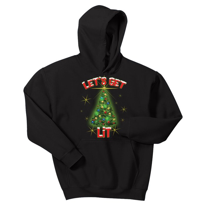 Let's Get Lit Christmas Tree Kids Hoodie