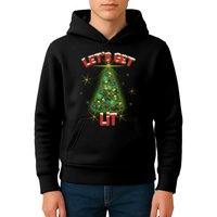 Let's Get Lit Christmas Tree Kids Hoodie