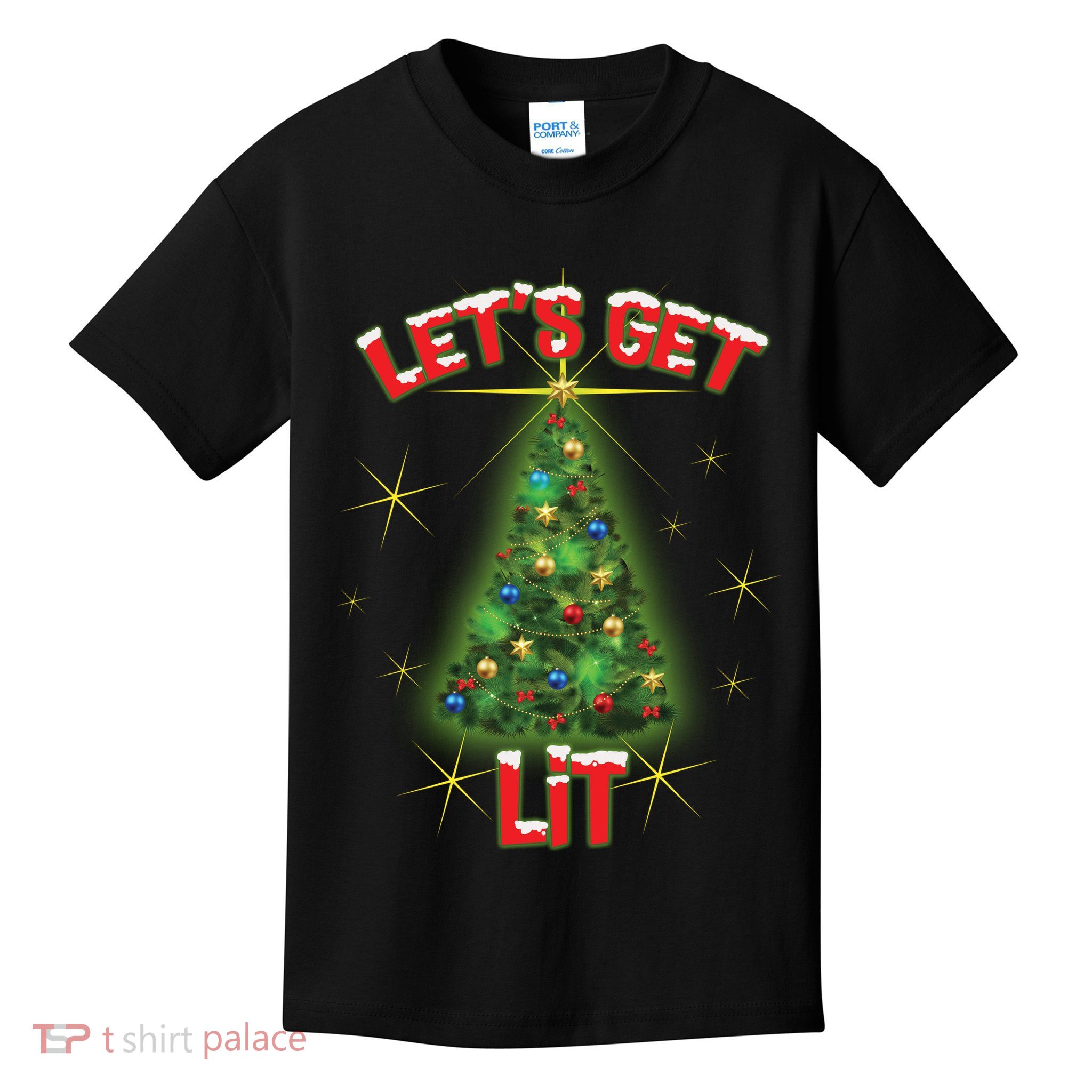 Let's Get Lit Christmas Tree Kids T-Shirt