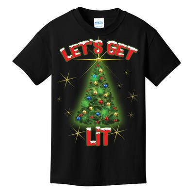 Let's Get Lit Christmas Tree Kids T-Shirt