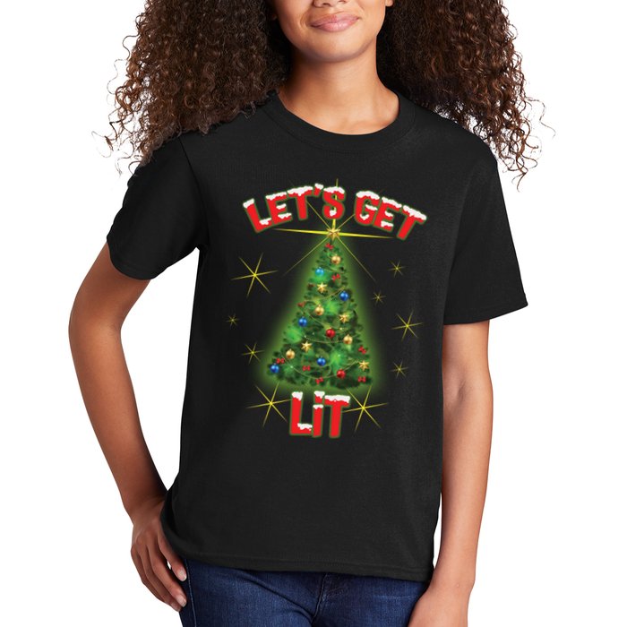 Let's Get Lit Christmas Tree Kids T-Shirt