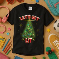 Let's Get Lit Christmas Tree Kids T-Shirt