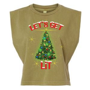 Let's Get Lit Christmas Tree Garment-Dyed Women's Muscle Tee