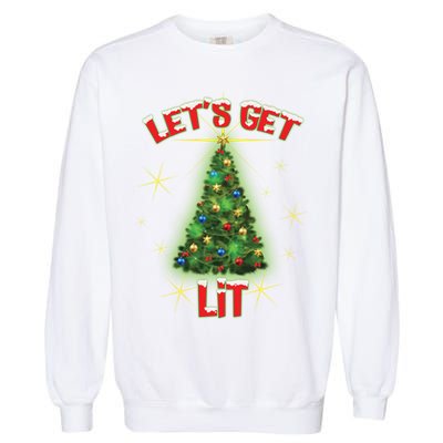 Let's Get Lit Christmas Tree Garment-Dyed Sweatshirt
