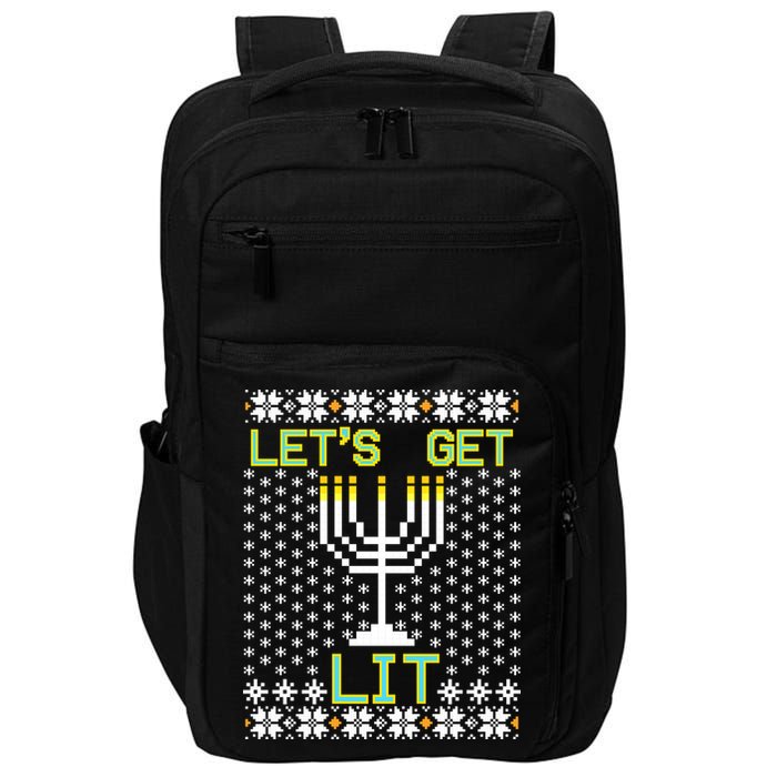 Let's Get Lit Funny Hanukkah Ugly Impact Tech Backpack