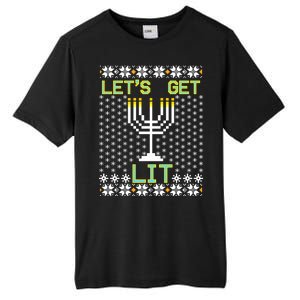 Let's Get Lit Funny Hanukkah Ugly Tall Fusion ChromaSoft Performance T-Shirt