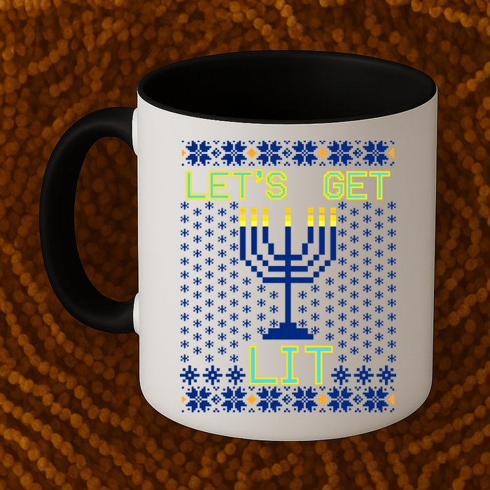 Let's Get Lit Funny Hanukkah Ugly Mug