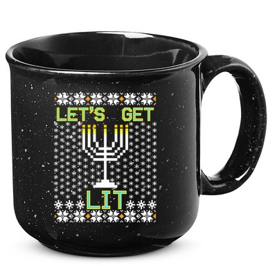 Let's Get Lit Funny Hanukkah Ugly 15oz Campfire Ceramic Mug