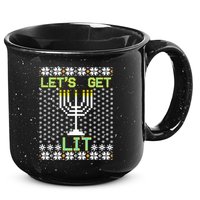 Let's Get Lit Funny Hanukkah Ugly 15oz Campfire Ceramic Mug