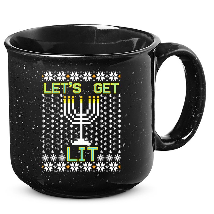 Let's Get Lit Funny Hanukkah Ugly 15oz Campfire Ceramic Mug