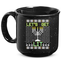 Let's Get Lit Funny Hanukkah Ugly 15oz Campfire Ceramic Mug
