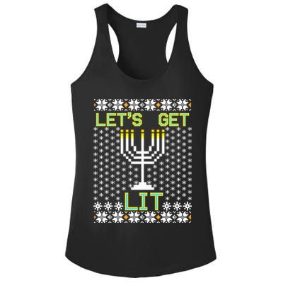 Let's Get Lit Funny Hanukkah Ugly Ladies PosiCharge Competitor Racerback Tank