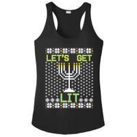 Let's Get Lit Funny Hanukkah Ugly Ladies PosiCharge Competitor Racerback Tank