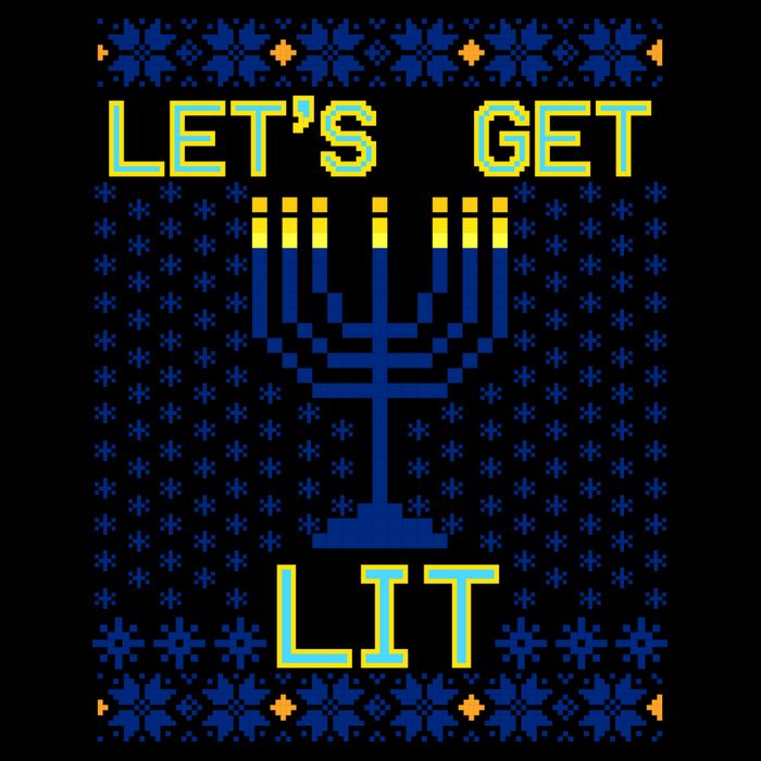 Let's Get Lit Funny Hanukkah Ugly 16oz Travel Tumbler
