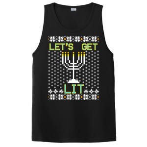 Let's Get Lit Funny Hanukkah Ugly PosiCharge Competitor Tank