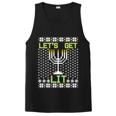 Let's Get Lit Funny Hanukkah Ugly PosiCharge Competitor Tank