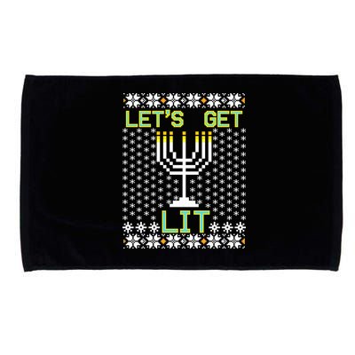 Let's Get Lit Funny Hanukkah Ugly Microfiber Hand Towel