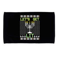 Let's Get Lit Funny Hanukkah Ugly Microfiber Hand Towel