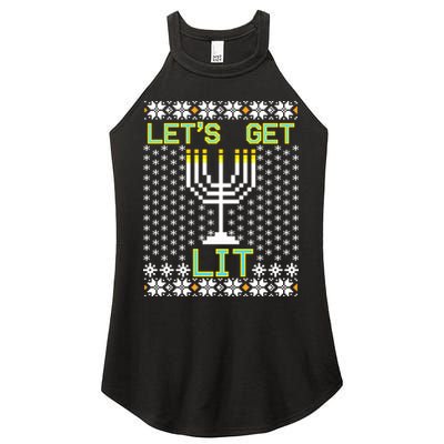 Let's Get Lit Funny Hanukkah Ugly Women's Perfect Tri Rocker Tank