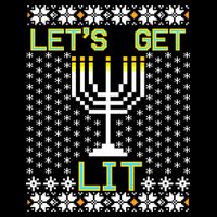 Let's Get Lit Funny Hanukkah Ugly Wool Snapback Cap