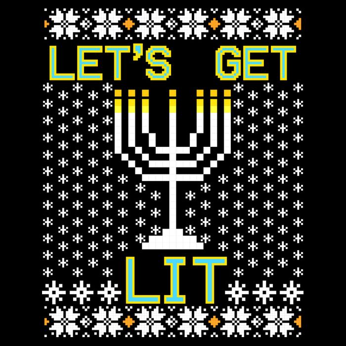 Let's Get Lit Funny Hanukkah Ugly Wool Snapback Cap