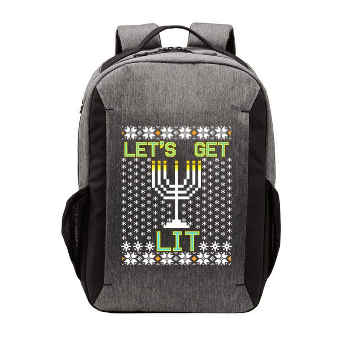 Let's Get Lit Funny Hanukkah Ugly Vector Backpack