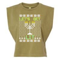 Let's Get Lit Funny Hanukkah Ugly Garment-Dyed Women's Muscle Tee