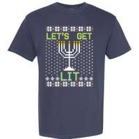 Let's Get Lit Funny Hanukkah Ugly Garment-Dyed Heavyweight T-Shirt