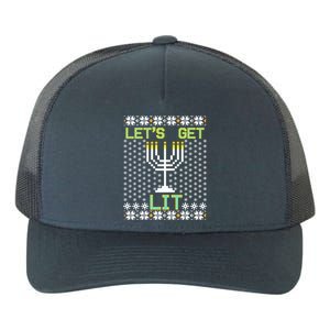 Let's Get Lit Funny Hanukkah Ugly Yupoong Adult 5-Panel Trucker Hat