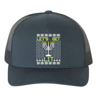 Let's Get Lit Funny Hanukkah Ugly Yupoong Adult 5-Panel Trucker Hat