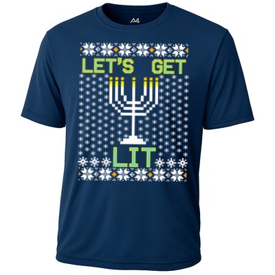 Let's Get Lit Funny Hanukkah Ugly Performance Shirt
