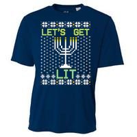 Let's Get Lit Funny Hanukkah Ugly Cooling Performance Crew T-Shirt