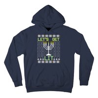 Let's Get Lit Funny Hanukkah Ugly Hoodie