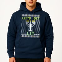 Let's Get Lit Funny Hanukkah Ugly Hoodie