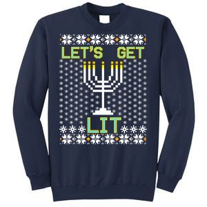 Let's Get Lit Funny Hanukkah Ugly Sweatshirt