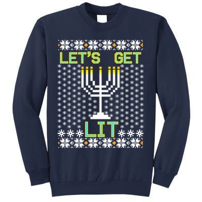 Let's Get Lit Funny Hanukkah Ugly Sweatshirt