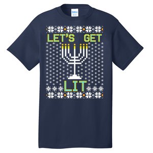 Let's Get Lit Funny Hanukkah Ugly Tall T-Shirt