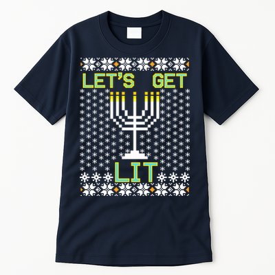 Let's Get Lit Funny Hanukkah Ugly Tall T-Shirt