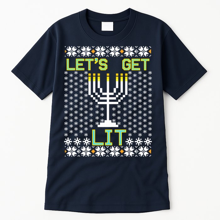 Let's Get Lit Funny Hanukkah Ugly Tall T-Shirt