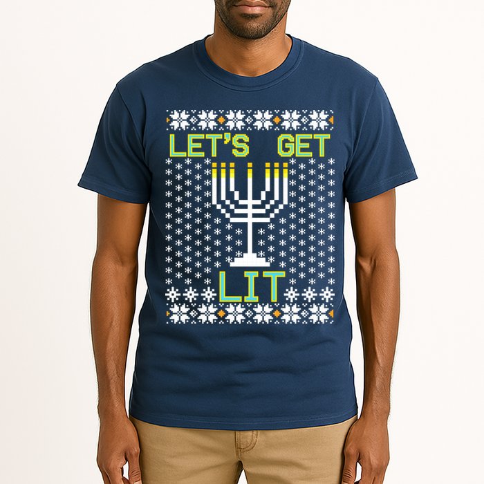 Let's Get Lit Funny Hanukkah Ugly Tall T-Shirt